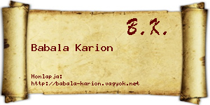 Babala Karion névjegykártya